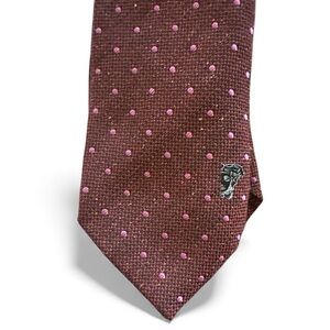 Versace Burgundy Brown Tie with Pink Polka Dots Quiet Luxury Mens Accessories